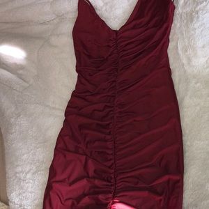 Red runched fashion dress